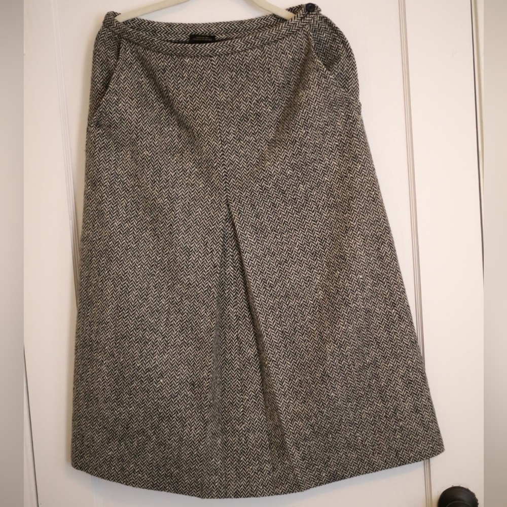 VINTAGE Brendella wool A-Line midi Skirt with Pleat and Pockets